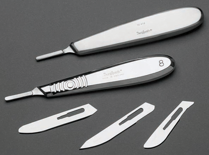 Unsterile Carbon Steel Blades - Point and Blunt Tipped product photo Front View S